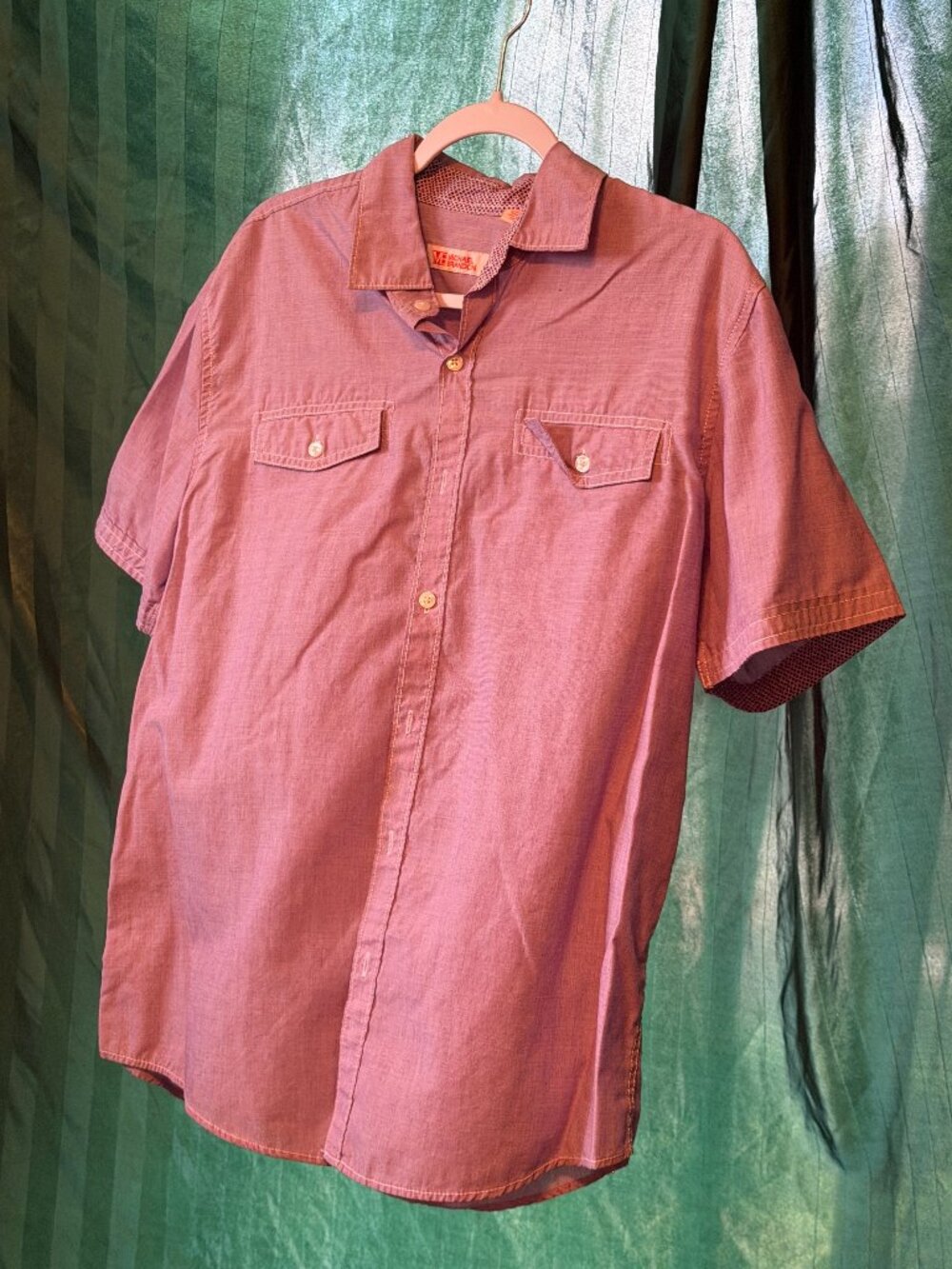 Michael Brandon Men's Red Short Sleeve Button-Up Shirt M